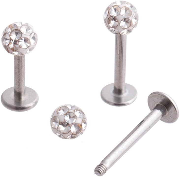 Crystal Gems Smoothly Labret Ring Monroe Lip/Tragus/Helix Bar Earring Studs Piercing Jewlery 16g (Pack of 10pcs)