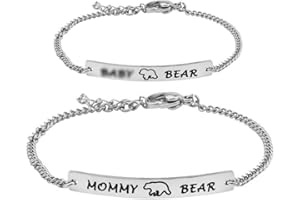 Mommy Bear and Bb Bear Bracelet Set Mommy and Me Jewely Baptism Gift