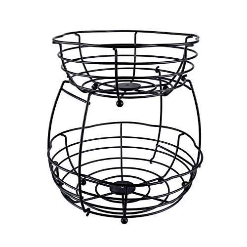 IZLIF-Fruit-Baskets-2-Tier-Metal-Bread-Basket-Storage-Display-Stand-for-Kitchen-with-Screws-Free-Design