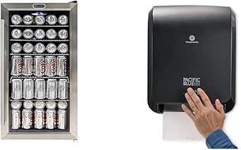 Whynter BR-130SB Beverage Refrigerator &amp; Pacific Blue Ultra 8” High-Capacity Automated Touchless Paper Towel Dispenser by GP PRO (Georgia-Pacific), Black, 59590, 12.9” W x 9” D x 16” H, 1 Dispenser