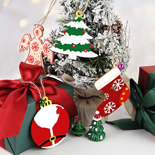 3 otters 133PCS Wooden Christmas Ornaments Unfinished Set, Wooden Slices Ornaments for Christmas Decoration and DIY Craft Making, Christmas Ornament Decorating Kit