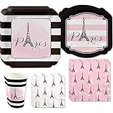 Big Dot of Happiness Paris, Ooh La La - Paris Themed Baby Shower or Birthday Party Tableware Plates, Cups, Napkins - Bundle for 16