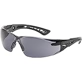 Bollé Safety Bolle-40208 Safety Rush+ Safety Glasses, Black & Grey Frame, Smoke Lenses
