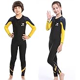 ZCCO Kids Full Body Swimsuit Long Sleeve Rash Guard for Boys and Girls-One Piece Water Suit for Sun Protection While Swimming