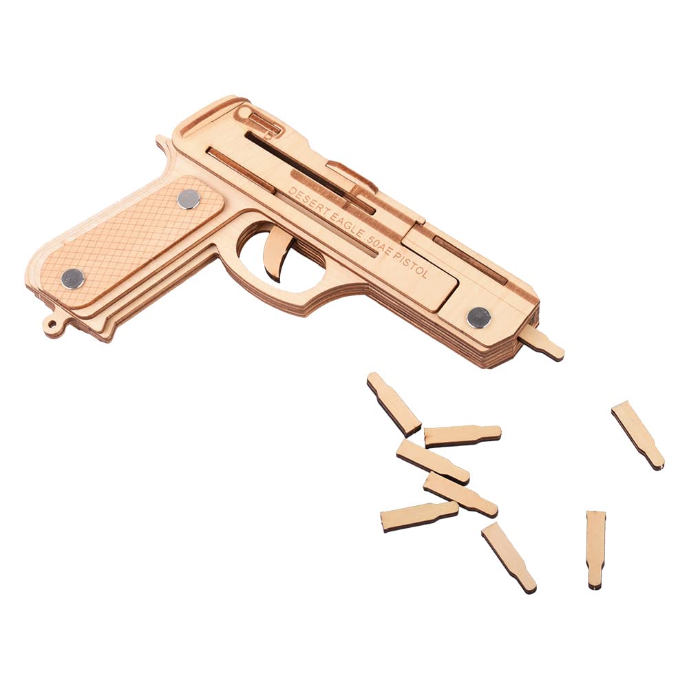 3D Wooden Rubber Band Gun Jigsaw Puzzle Toy DIY Handmade Model Kid Child Woodcraft Assembly Kit Challenge Wood Crafts Puzzles for