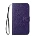 Samsung Galaxy S4 Mini Case, Bonice 3 in 1 Accessory PU Leather Magnetic Snap Wallet Case with [Card Slots] [Hand Strip] Premium Cover + Stylus Pen + Diamond Rhinestone Butterfly Antidust Plug, Purple