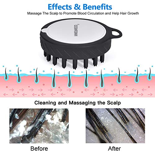 Hair Scalp Massager Manual Shampoo Brush, Foodgrade Silicone Bristles, Wet & Dry for Promote