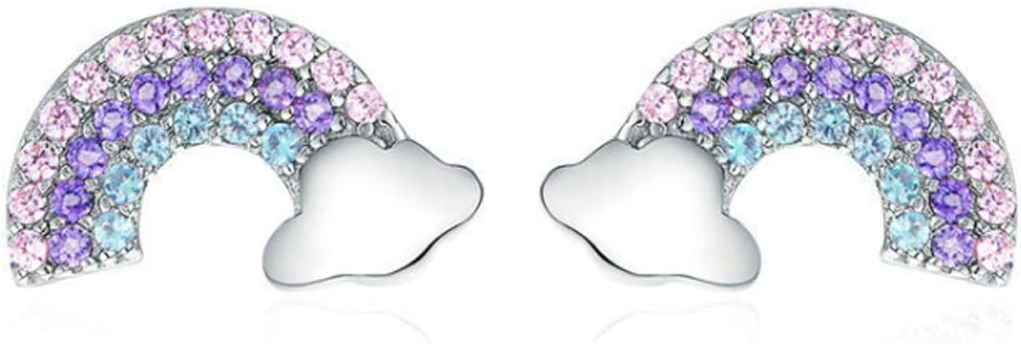 Amazon Com Stud Earrings For Girls Rainbow Pink Cute Kids