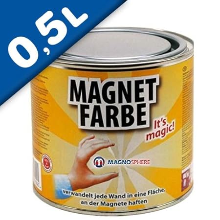 Magnetfarbe - Magnetische wandfarbe - 0,5 Liter - für eine Fläche von 1,5m² - 5m² - Farbe für die Wand wirkt magnethaftend - 