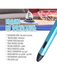 Impresión 3d pen, 3d pen de impresión profesional con visualización OLED, Azul, 1
