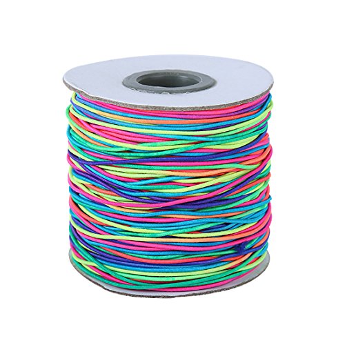 iSuperb Rainbow Beads String 109 Yards 1mm Elastic Cord Thread Color Beading Threads Stretch String Fabric Crafting Cords for Jewelry Making, Rainbow Color