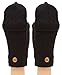 MIRMARU Women's Winter Knitted Fingerless Mitten Gloves with Flip Cover with Faux Fur Lining(602,Black)