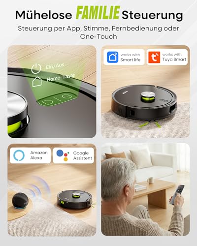 MONSGA Saugroboter mit Wischfunktion 8000PA, Staubsauger Roboter mit Absaugstation 4L, LiDAR Navigation,Dual Anti-Tangle System,4-in-1 Saug und Wischroboter ideal für Teppich Tierhaare, APP Steuerung