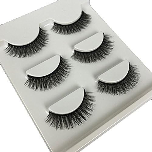 FOND 3 Pairs Long Cross False Eyelashes Handmade 3D eyelashes extension Natural Thick Black Eye Lashes (Black)