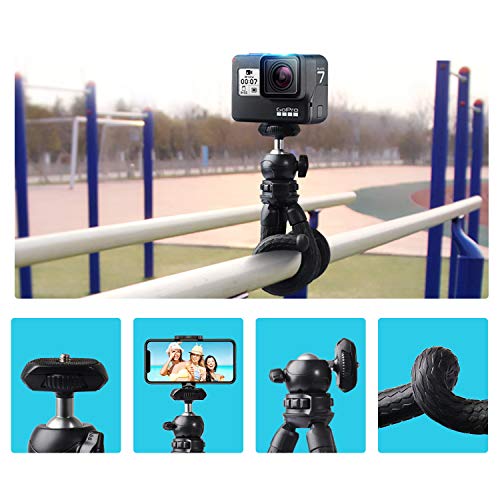 Phone Flexible Tripod Octopus Leg Mini Ball Head with Bluetooth Camera Remote, Mobile Tripod Mount Adapter, Compatible with iPhone 12 11Xs Samsung Andriod Live Streaming Vlog Webcam Tabletop Meeting