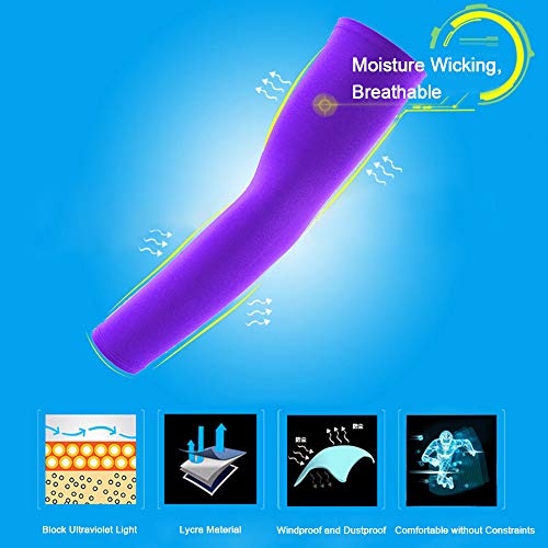 SUPOW Outdoor Sports Bike, Cycling, Hiking Armband Basketball, Baseball, Football, Shooting, Arms Protector, Breathable, Lycra, Uv Protection, Sweat Fast Dry Arm Cooler Guard, Warmer Sleeves, Purple