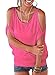 Ranphee Hot Pink Summer T Shirt Women Short Sleeve Cold Shoulder Loose Fit Pullover Casual Top