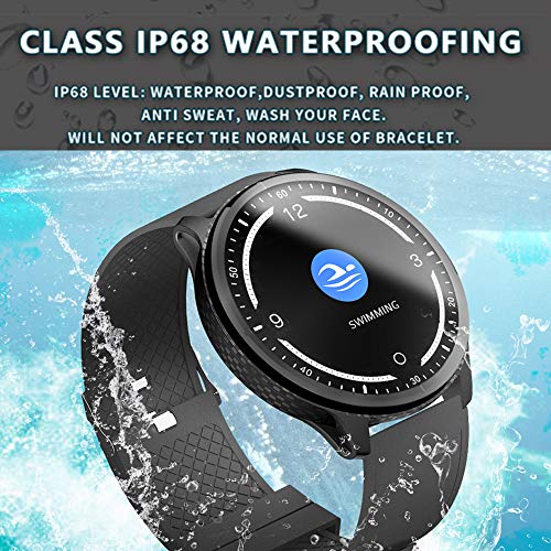 Fitness Tracker Waterproof,Miya Smart Watch Color OLED Screen Heart Rate Monitor Pedometer with Blood Pressure Smart Bracelet Sleep Monitor Step Calorie Counter Activity Tracker for Men Women - Black