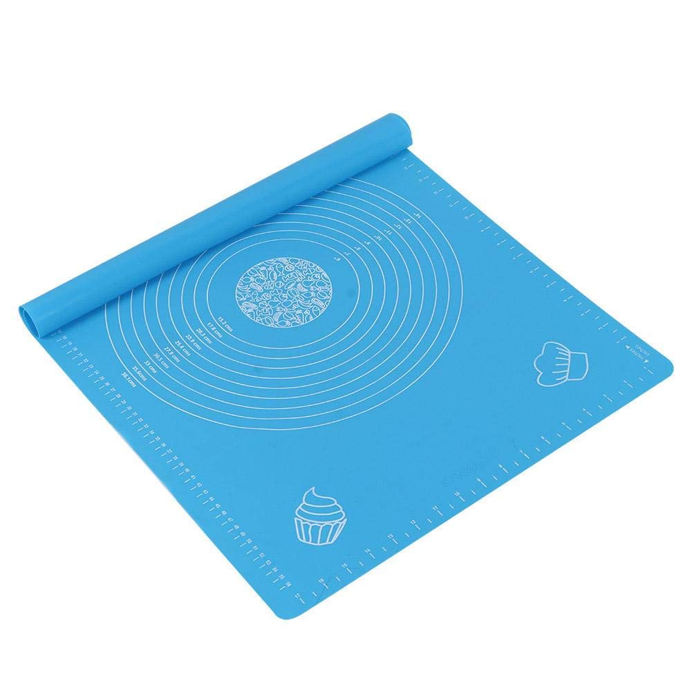 Silicone Pastry Mat Non Stick and Large Baking Mat with Measurement and Circles for Dough Rolling Macarons Making Large Pastry Mats Counter Mat Oven Liner Pie Crust Mat 25.2 x 17.7 BPA Free(Blue)