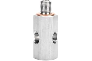 Adapter Fitting, Aramox 1/8in NPT Oil Pressure Sensor Tee to M10 10x1.0 Male Adapter Turbo Supply Feed Line Gauge
