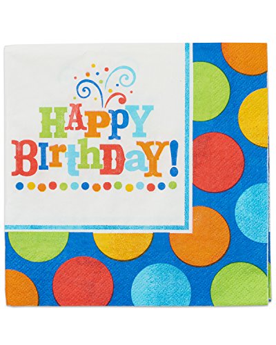 American Greetings 16 Count Party Supplies Birthday Fever Fun Lunch Napkins, Royal Blue