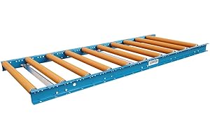 Ultimation Gravity Roller Conveyor – 24" Wide x 5' Long Heavy Duty Steel Frame with Polyurethane Rollers – Adjustable Centers for Woodworking, Metal, and Assembly Support