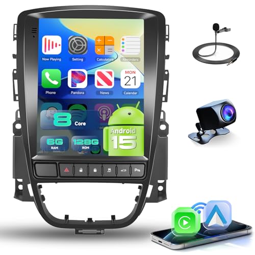 【8 Cœur 6+128G】 pour Opel Astra J/Buick Excelle 2009-2015 Autoradio avec CarPlay sans Fil Android Auto, Ecran Tactile IPS 9.7 Pouces avec FM/RDS, GPS, Bluetooth 5.0, Unterstützt 360° Panoramakameras