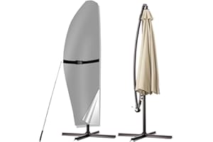 POYEE Umbrella Cover, 420D Waterproof Outdoor Patio Umbrella Cover for 8ft to 12ft Cantilever Offset Umbrella, Beige