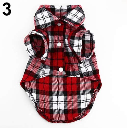 CricTeQleap Pet Clothes, Small Pet Dog Plaid Shirt Lapel Coat Cat Jacket Clothes Costume Top Apparel Red L