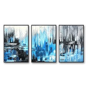 Framed Canvas Wall Art for Living Room, Bedroom Abstract Color Collage Pattern Canvas Prints for Home Decoration Ready to Hanging - 16"x24"x3 Panels