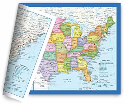 United States USA Map Small Poster Size 11.5 x 17.5 inches, 2-Sided Sealed Lamination, 2-Sided Color Print (1 USA Map)