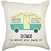 Arundeal Decorative Throw Pillow Case Covers, 18 x 18 Inches, Home is Where You Park It RV Trailer, for Camping Camper