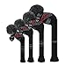 Scott Edward Grey Red Black Abstract Pattern Golf Club Head Covers, Acrylic Yarn Double-Layers Knitted, Set of 4