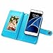 TabPow Galaxy S7 Case, 10 Card Slot - [ID Slot][Button] Wallet Folio PU Leather Case Cover with Detachable Magnetic Hard Case for Samsung Galaxy S7, Blue