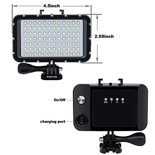 Suptig Underwater Lights Dive Light 84 LED High Power Dimmable
