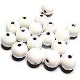 WLIANG 100 Pcs 20mm White Wooden Beads, Unfinished Round Bulk Spacer Wood Beads for DIY Crafts, Garlands Farmhouse Decor, Jewelry Bracelet Necklace Making, Christmas Holiday Decoration
