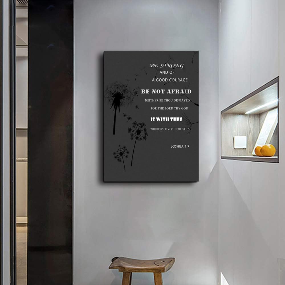 Bible Verse Canvas Print Wall Art Be Strong and Good Courage Canvas Wall Painting Framed Home Office Posters Artwork Decoration