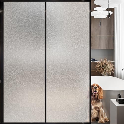 DERZGAO Milchglas-Fensterfolie, reine Milchglas-Sichtschutzfolie, Fensterglas, Sonnenblockierung für Zimmertür, Badezimmer, Zuhause, Büro, abnehmbar, 