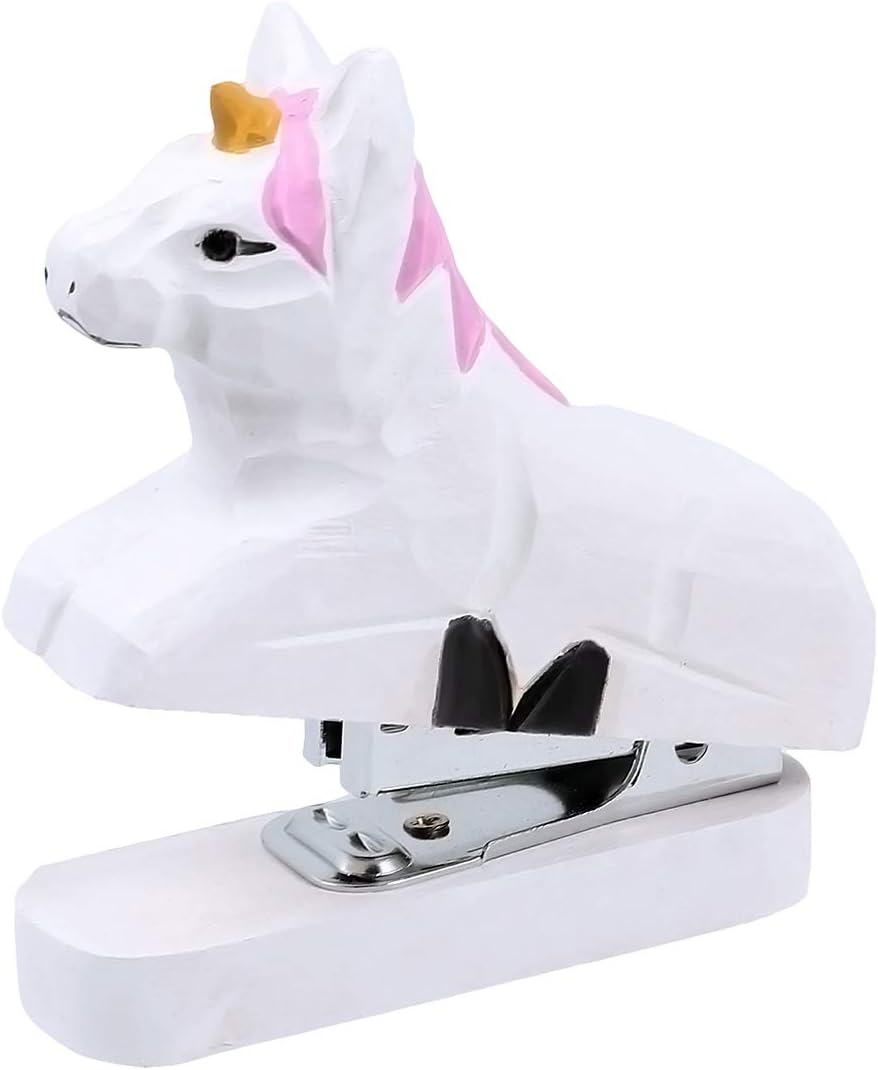 Cute Wood Stapler Creative Mini Cartoon Animal Shape Stapler Manual Stapling Machine for School Office ( )