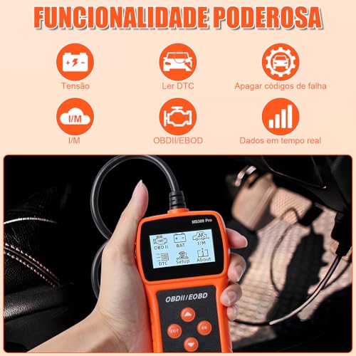 Scanner Automotivo OBD2 Portátil com Tela, Scanner Automotivo, Ferramenta de Diagnóstico de Scanner, Testador de Bateria, Leitor de Código do Veículo