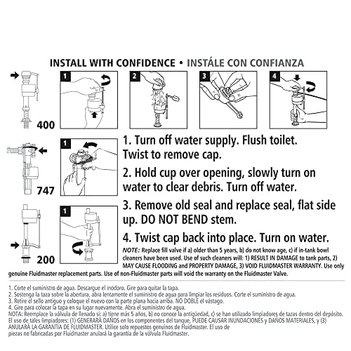 Fluidmaster 242 Toilet Fill Valve Seal Replacement Part, Fits 400A Fill Valve, Black (Pack Of 2