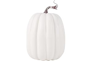 Yiiciovy Large Fake Pumpkins for Decorating Big Decorative Foam Pumpkins for Fall Decor, Artificial Plastic Pumpkins Perfect for Halloween Decor Thanksgiving Table Decor (White, 21cm*15cm)