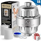 AquaHomeGroup 15 Stage Shower Filter For Hard Water - Shower Head Filter Remove Chlorine - Shower Filters 2 Cartridges Included - Consistent Water Flow Showerhead