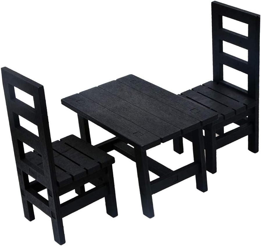 DYNWAVE 1:6 Scale Miniature Wooden Furniture Set | 1 Table & 2pcs Back Chairs Set for 1/6 Dollhouse Decorations Kit…