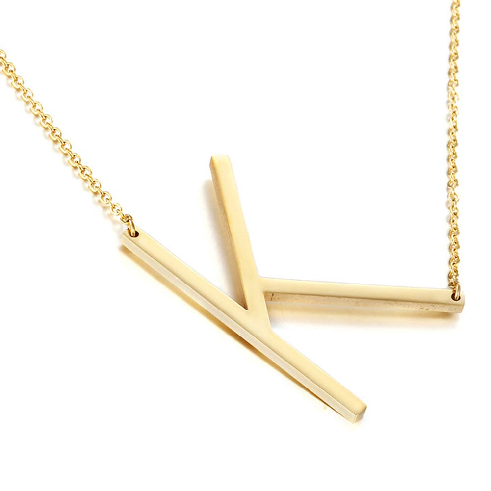 Necklace 18k Gold Plated Sideways Large Initial Necklace Gold