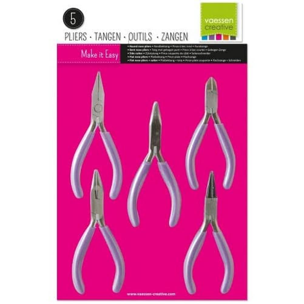 Vaessen Creative Schmuckzangen-Set, 5 x, Steel, farblich Sortiert, 12.5 x 5 x 1 cm, Orange, 12.5x5x1 cm