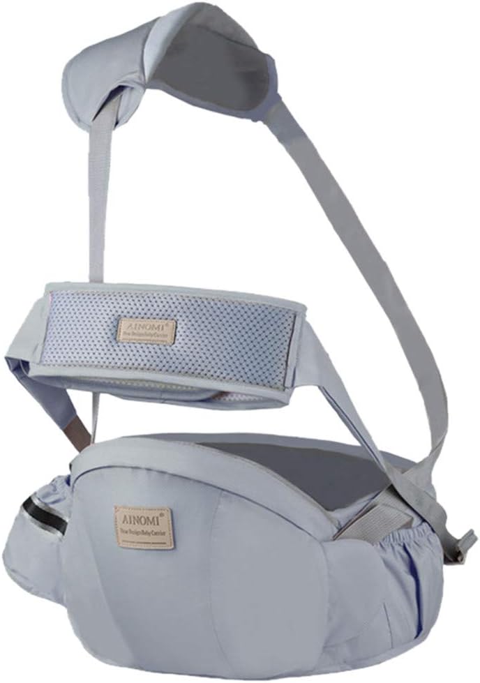 Baby Hip Seat Carrier Waist Stool โ Safety Certified Back Pain Relief Soft Carrier (Ergonomic M Position), 100% Cotton for All Seasons, Child Infant Toddler, Perfect (Free, Gray)