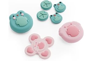 GeekShare Animal Cross D-Pad Button Caps Thumb Grip Caps Set Compatible with Switch 2, ABXY Key Buttons Sticker Cover Caps for Switch 2025, Frog & Axolotl