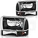 AUTOSAVER88 Headlight Assembly Compatible with 1999-2004 Ford F250 F350 F450 F550 Super Duty/2000-2004 Ford Excursion Black Housing Clear Lens +Park/Signal Lamp