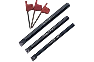 zouzmin 3Pcs 91° Turning Boring Bars Indexable Turning Tool Holder S08K/S10K/S12M-Stfcr11 Shank Dia 1/3" 3/8" 1/2" Right Hand